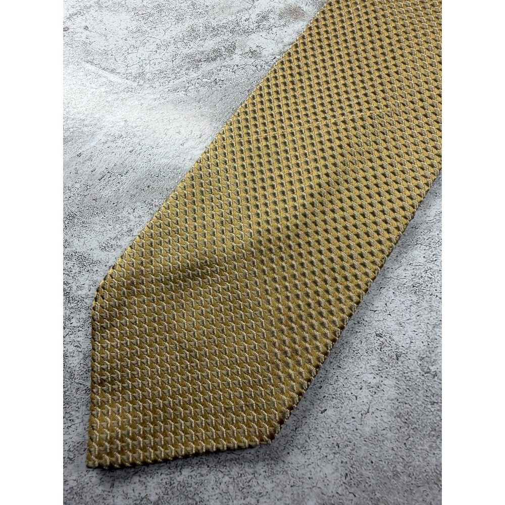 Bugatchi Uomo Tie Mens One Size Gold 100% Silk Pointed Geometric Made In Italy